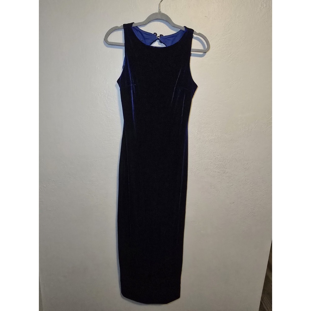 Zum Zum By Niki Livas Vintage Blue Velvet Gothic Glam Prom Wedding Formal Dress